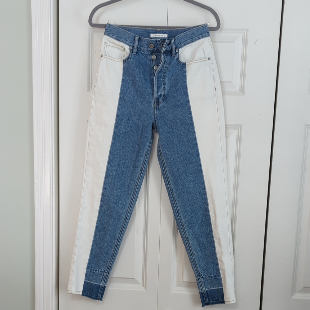 PacSun High Rise Blue and White Jeans